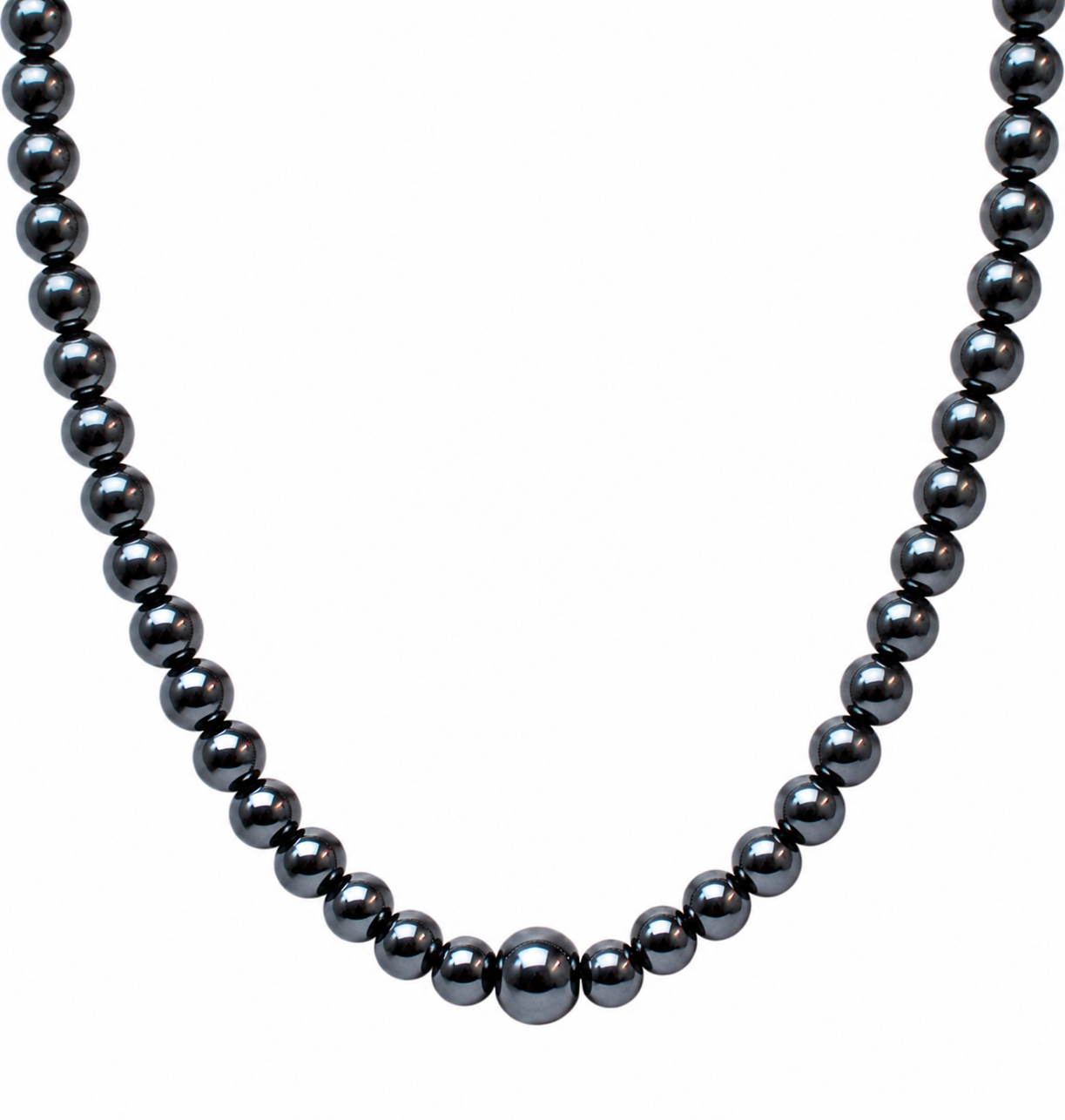 Hematite bead necklace with mirror-polished finish